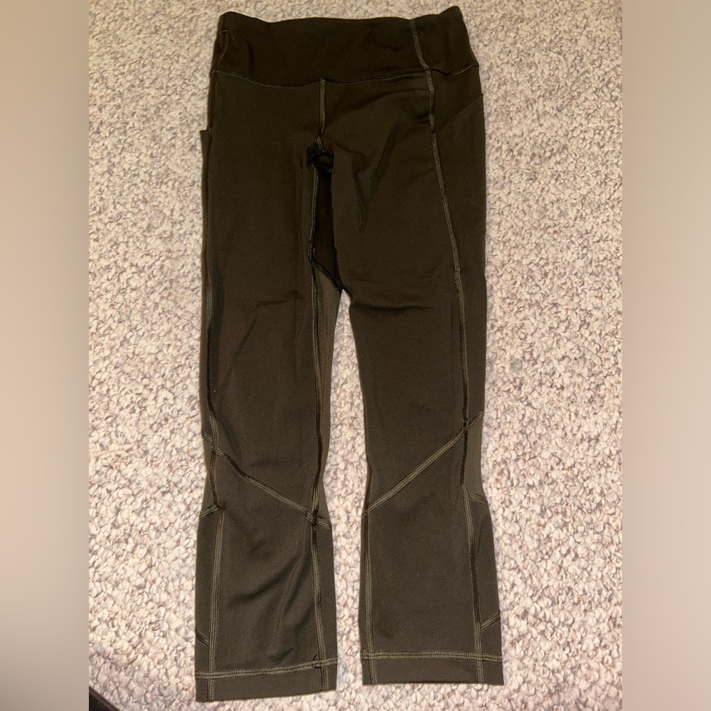 Lululemon Pace Cropped Athletic Tights- Army Green